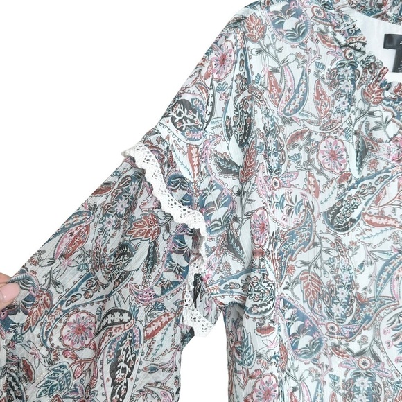 Aqua X Bloomingdale's Medium Paisley Print Tie Long Sleeve Blouse - Picture 2 of 5